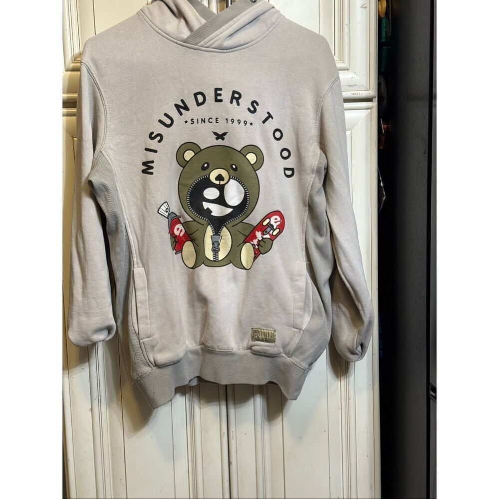 Entree LS Unisex Misunderstood Classic Bear Pullover Hoodie Gray Small